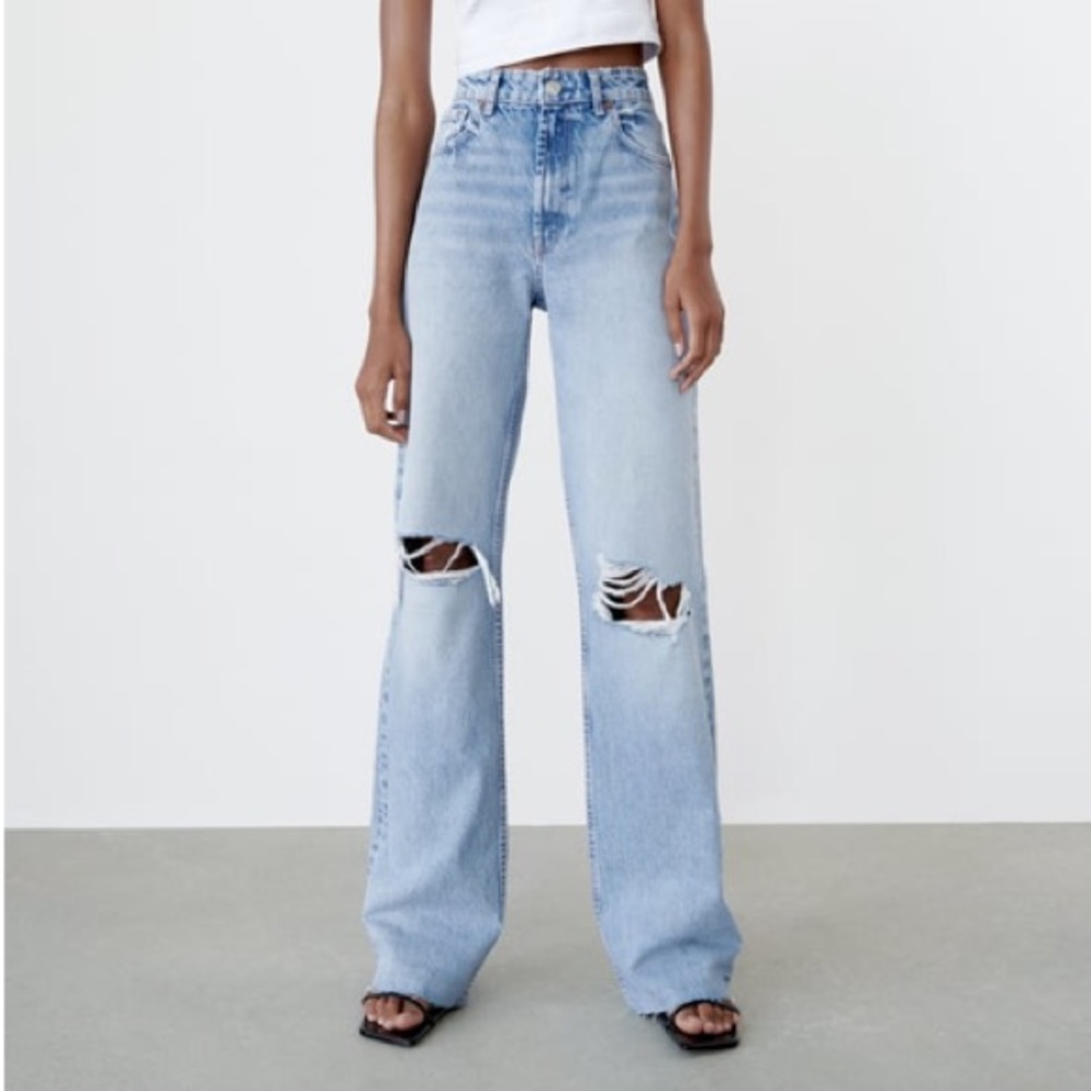 Zara - Ripped Wide Leg Jean